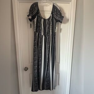 🖤 Vibe Sportswear Black & White Boho long Maxi Dress – Size 1X -NWT